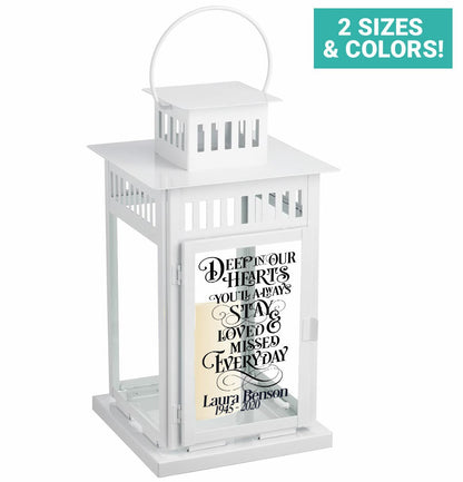 Deep In Our Hearts Memorial Lantern With LED Candle - The Funeral Program Site