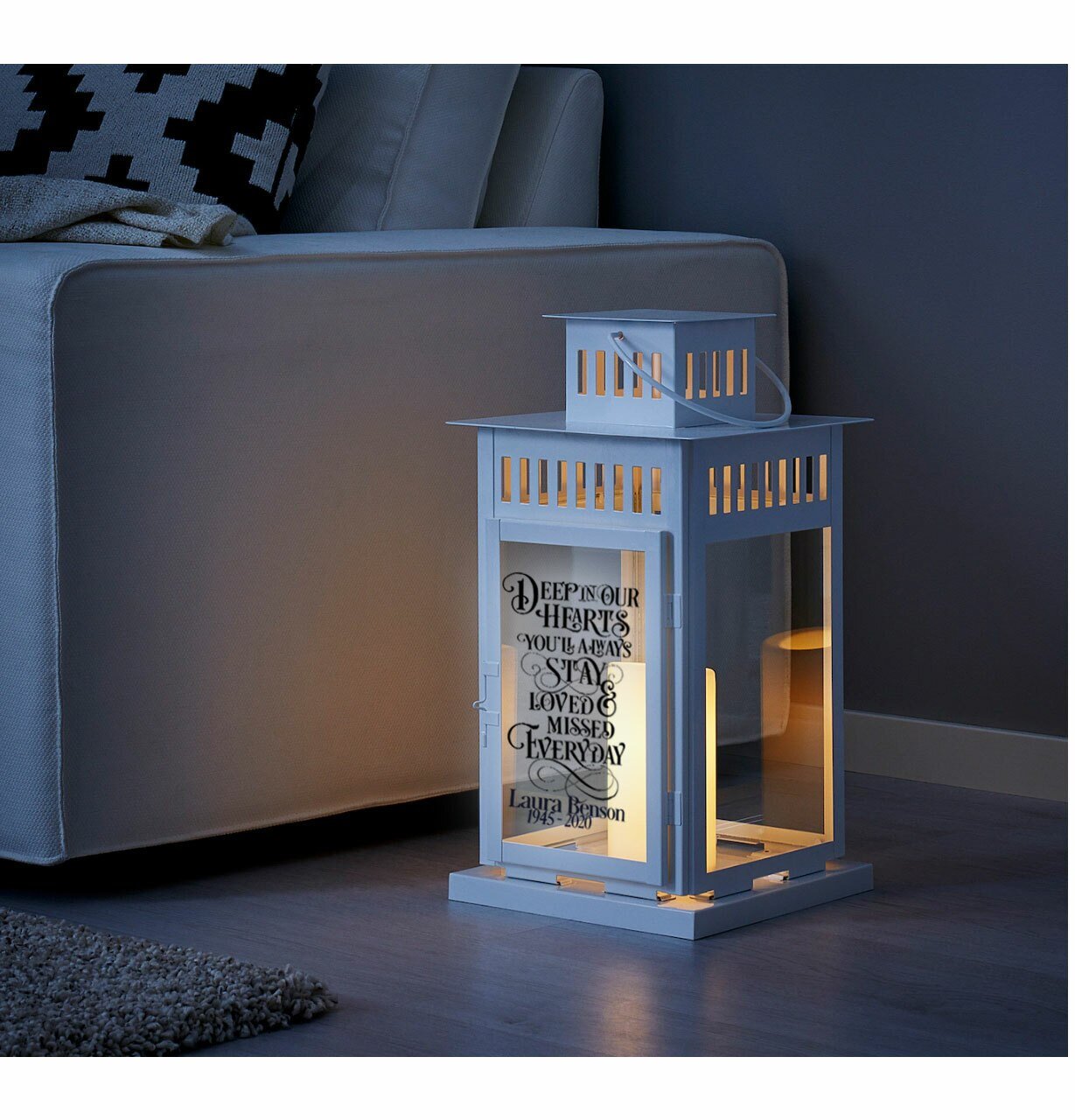 Deep In Our Hearts Memorial Lantern With LED Candle - The Funeral Program Site