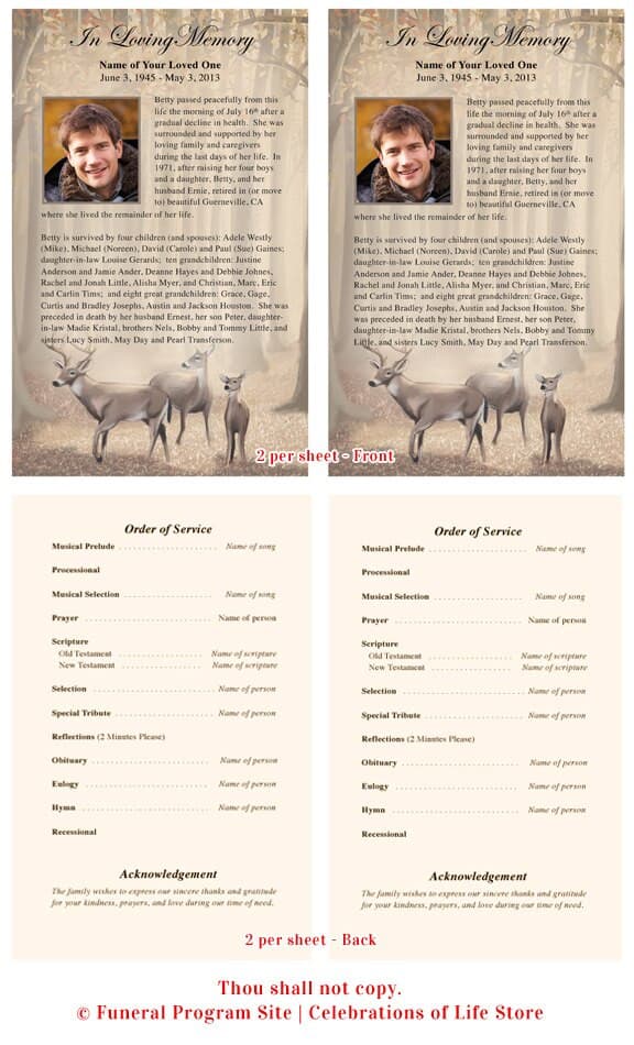 Deer Funeral Flyer Template - The Funeral Program Site