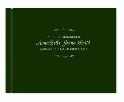 Delicate Bracket Foil Look Landscape Funeral Guest Book - The Funeral Program Site