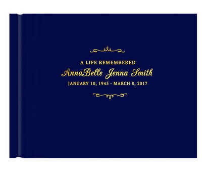 Delicate Bracket Foil Look Landscape Funeral Guest Book - The Funeral Program Site