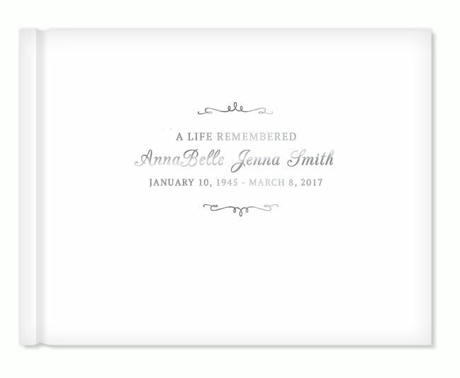 Delicate Bracket Foil Look Landscape Funeral Guest Book - The Funeral Program Site