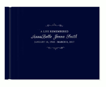 Delicate Bracket Foil Look Landscape Funeral Guest Book - The Funeral Program Site