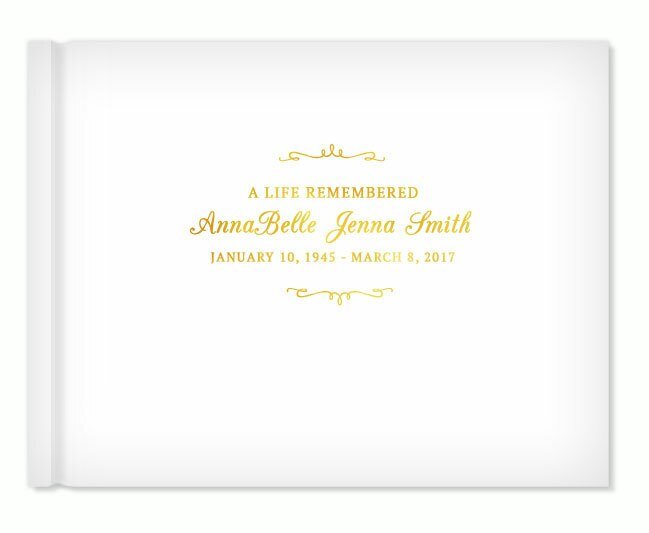 Delicate Bracket Foil Look Landscape Funeral Guest Book - The Funeral Program Site