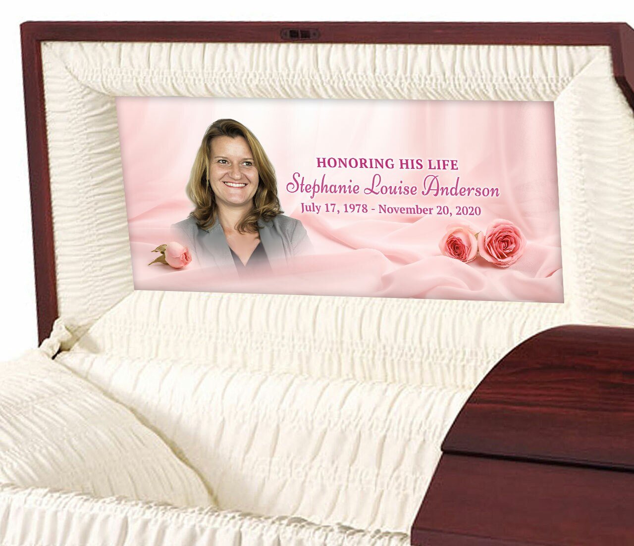 Delicate Pink Personalized Casket Panel Insert - The Funeral Program Site