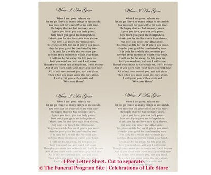 Delilah Small Memorial Card Template - The Funeral Program Site