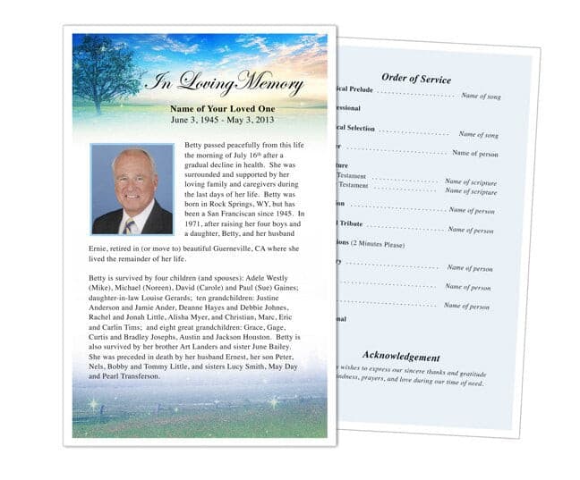 Destiny Funeral Flyer Template - The Funeral Program Site