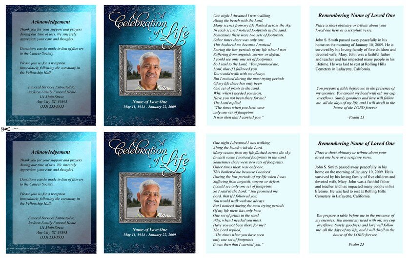 Devotion Small Memorial Card Template - The Funeral Program Site