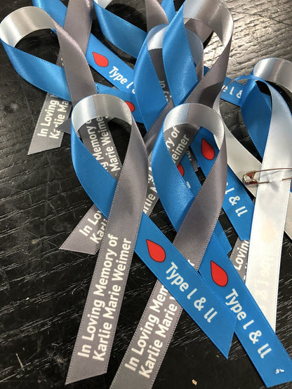 Diabetes Personalized Awareness Ribbon (Blue - Gray) Pack of 10 - The Funeral Program Site