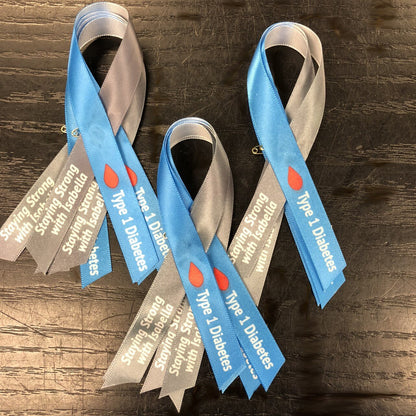 Diabetes Personalized Awareness Ribbon (Blue - Gray) Pack of 10 - The Funeral Program Site