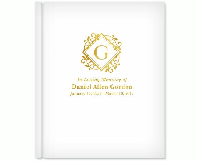 Diamond Foil Look Portrait Funeral Guest Book - The Funeral Program Site