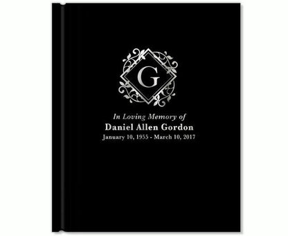 Diamond Foil Look Portrait Funeral Guest Book - The Funeral Program Site