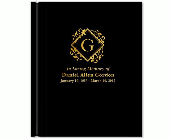 Diamond Foil Look Portrait Funeral Guest Book - The Funeral Program Site