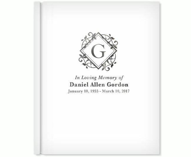 Diamond Foil Look Portrait Funeral Guest Book - The Funeral Program Site