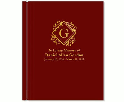 Diamond Foil Look Portrait Funeral Guest Book - The Funeral Program Site