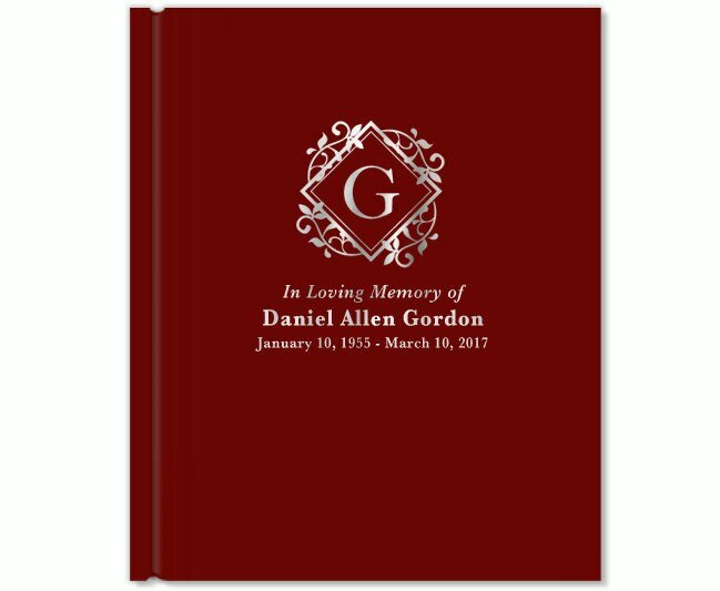 Diamond Foil Look Portrait Funeral Guest Book - The Funeral Program Site