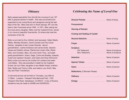 Diva Funeral Program Template - The Funeral Program Site