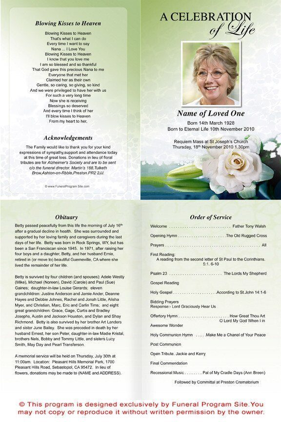 Divine A4 Funeral Order of Service Template - The Funeral Program Site