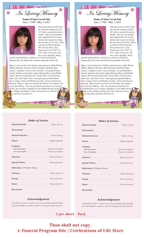 Doll Funeral Flyer Template - The Funeral Program Site