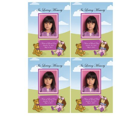 Doll Small Memorial Card Template - The Funeral Program Site