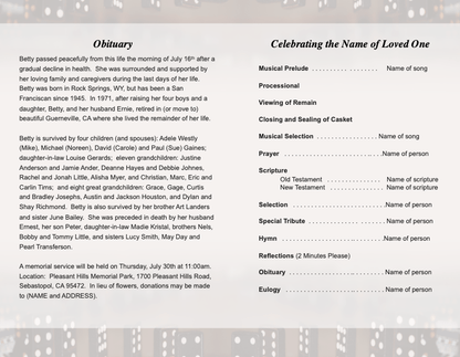 Dominoes Funeral Booklet Template - The Funeral Program Site