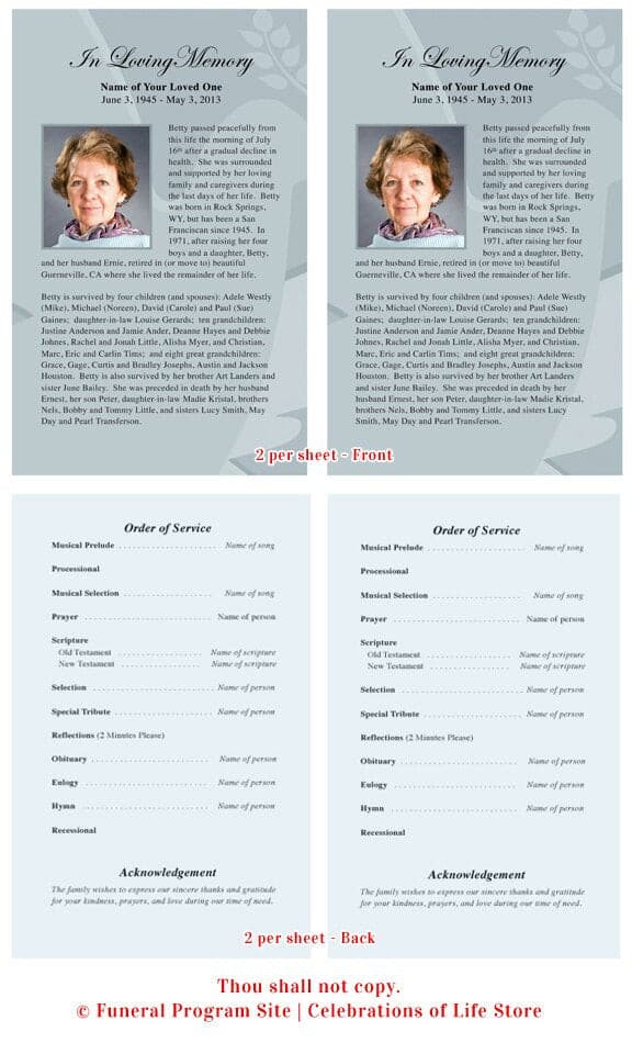 Dove Funeral Flyer Template - The Funeral Program Site