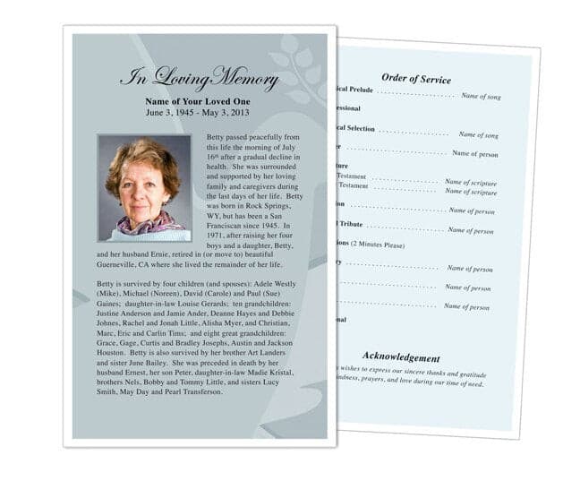 Dove Funeral Flyer Template - The Funeral Program Site