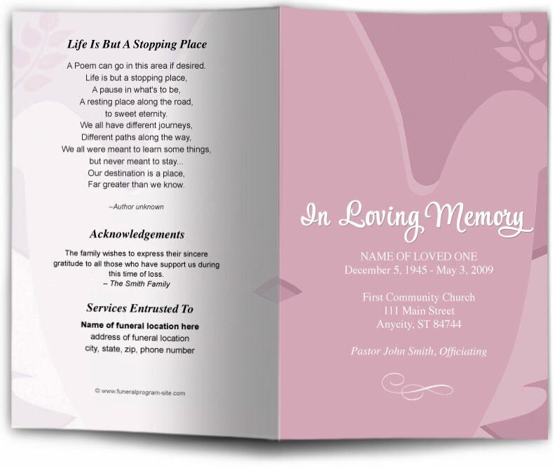 Dove Funeral Program Template - The Funeral Program Site