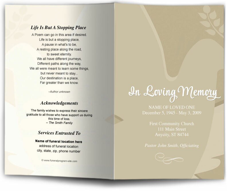 Dove Funeral Program Template - The Funeral Program Site