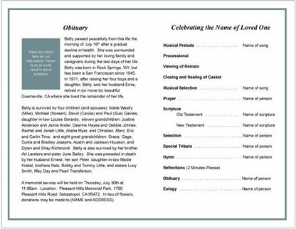 Dove Funeral Program Template - The Funeral Program Site