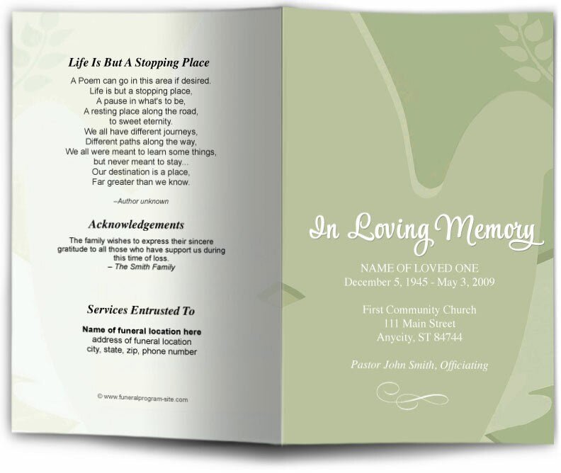 Dove Funeral Program Template - The Funeral Program Site