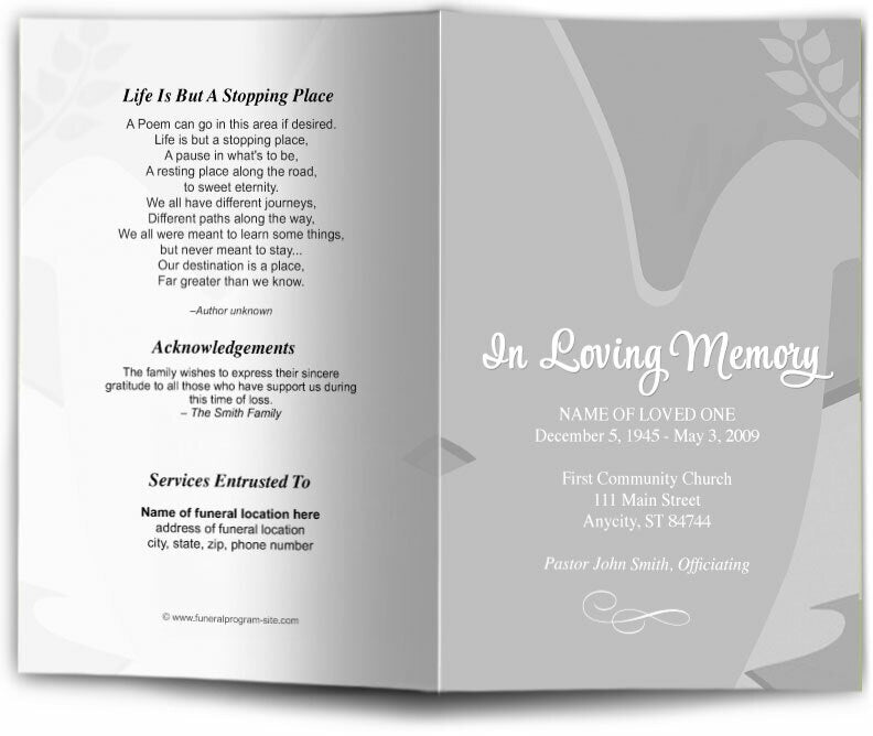 Dove Funeral Program Template - The Funeral Program Site