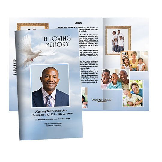 Dove of Peace Trifold Funeral Brochure Template - The Funeral Program Site