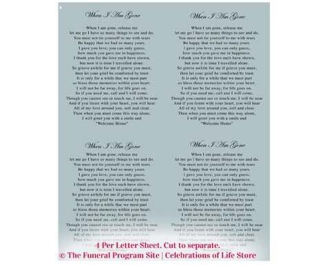 Dove Small Memorial Card Template - The Funeral Program Site