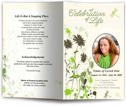 Dragonfly Funeral Program Template - The Funeral Program Site