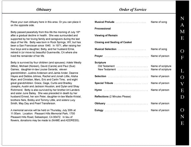 Dwell 4 - Sided Graduated Funeral Program Template - The Funeral Program Site