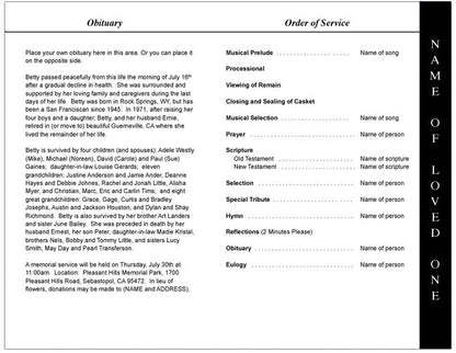 Dwell 4 - Sided Graduated Funeral Program Template - The Funeral Program Site