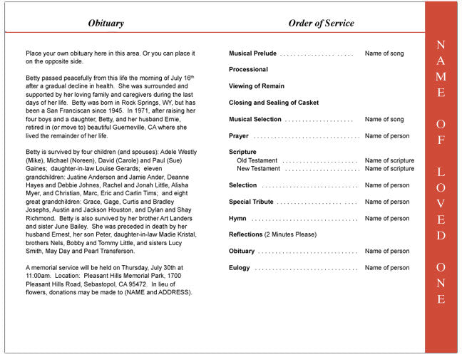 Dynasty 4 - Sided Graduated Funeral Program Template - The Funeral Program Site