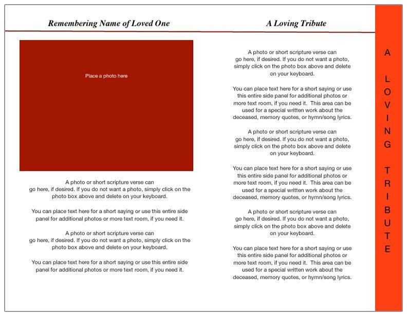 Dynasty 8 - Sided Graduated Funeral Program Template - The Funeral Program Site