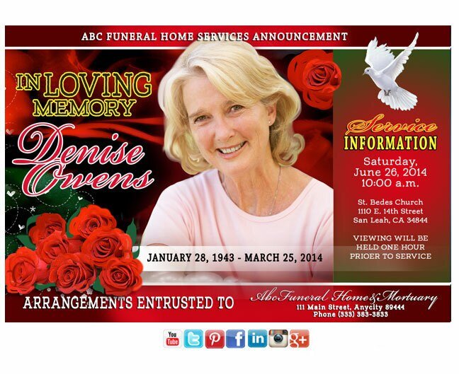 Elegance Custom Social Media Announcement - The Funeral Program Site