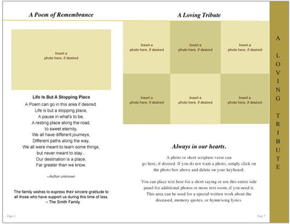 Embassy 8 - Sided Graduated Funeral Program Template - The Funeral Program Site