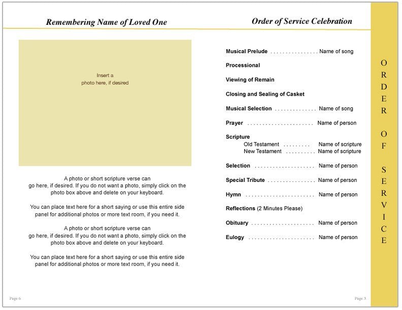 Embassy 8 - Sided Graduated Funeral Program Template - The Funeral Program Site