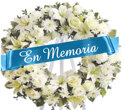 En Memoria Funeral Flowers Ribbon Banner - The Funeral Program Site