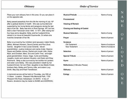 Eternal 4 - Sided Funeral Graduated Program Template - The Funeral Program Site