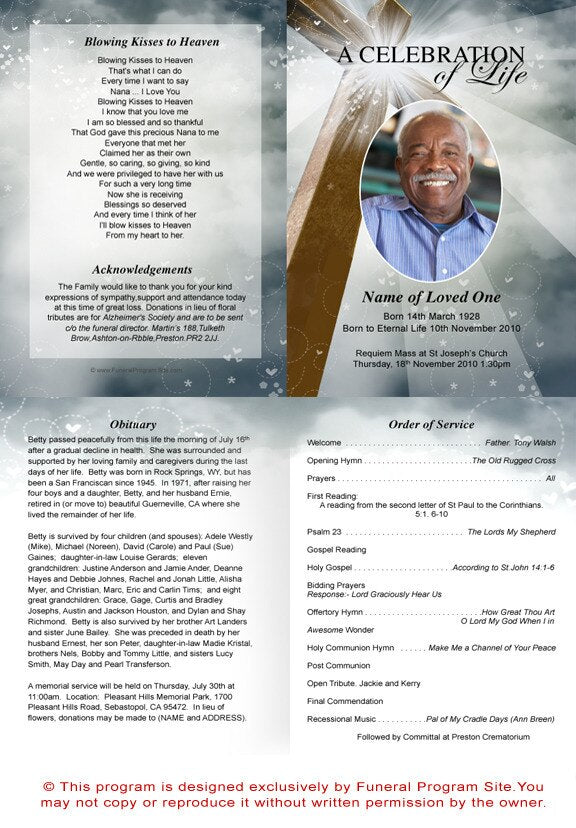 Eternal A4 Funeral Order of Service Template - The Funeral Program Site