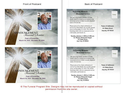 Eternal Funeral Announcement Postcard Template - The Funeral Program Site