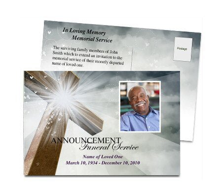 Eternal Funeral Announcement Postcard Template - The Funeral Program Site