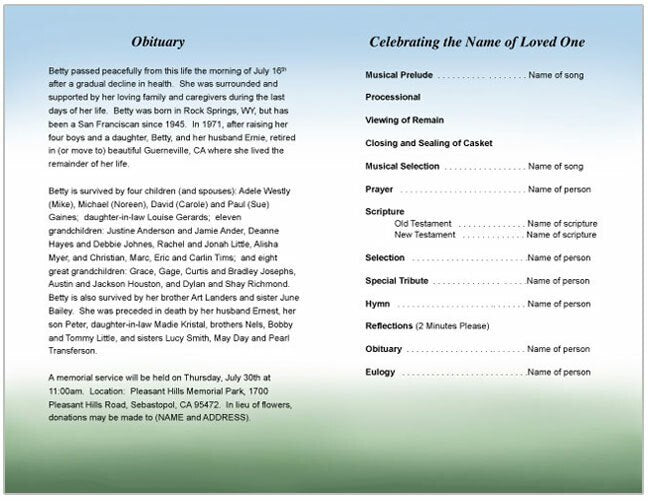 Eve Funeral Program Template - The Funeral Program Site