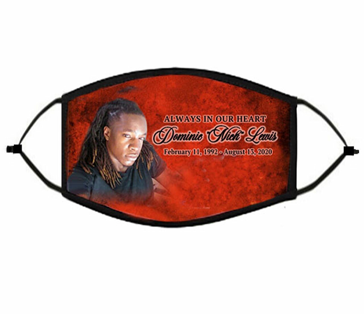 Face Mask Personalized Red Passion Adult Size - The Funeral Program Site