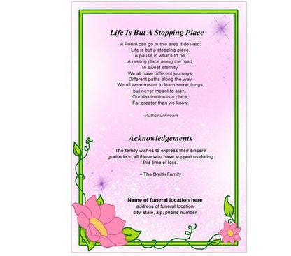 Fairy 8 - Sided Graduated Funeral Program Template - The Funeral Program Site